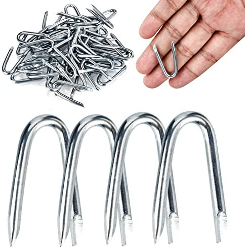 AccEncyc Grapas de alambre de acero para cerca, clavos en forma de U de 1 1/4 pulgadas U grapas para esgrima, malla de alambre