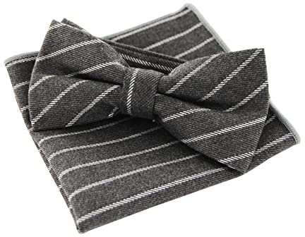 axy Herren Fliege mit Einstecktuch als Set zum Anzug, Tweed Style, bereits vorgebunden, Schleife Konfirmation verstellbar (Muster 7)