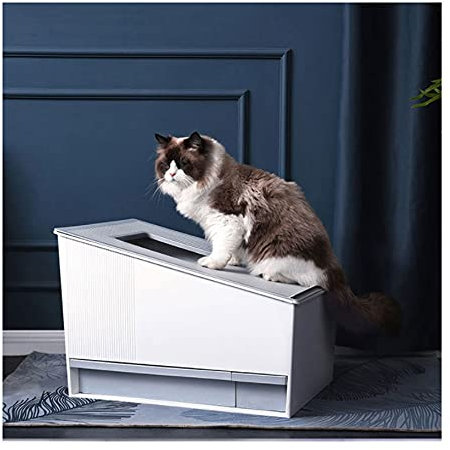 Bac Litière pour Chat Toilette auto-nettoyante intelligente Toilette automatique Désodorisation et pelleteuse d'excréments Catter Cochez la boîte de litière de chat semi-fermé Maison de Toilette Chat