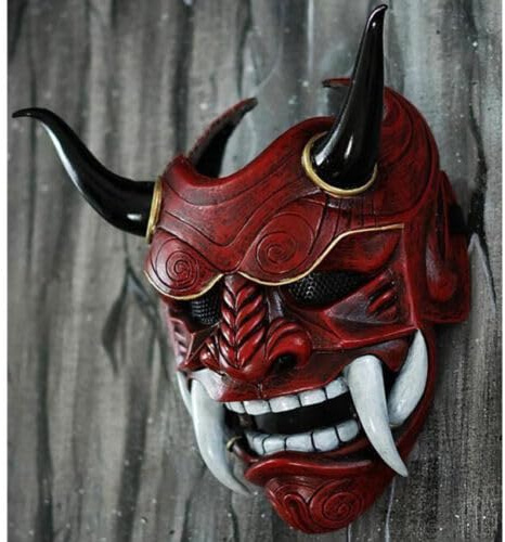 Masque de diable japonais effrayant en latex pour Halloween