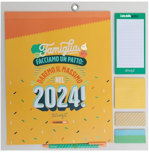 Mr.Wonderful Magnetischer Familien-Wandkalender 2024 - Wir werden das Beste im Jahr 2024 geben! 34 x 35 x 0,5