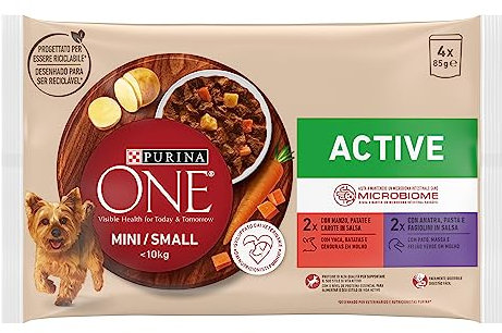 Purina One Active Nassfutter für Hunde Rind und Ente in Sauce Multipack, 48 Beutel à 85 g