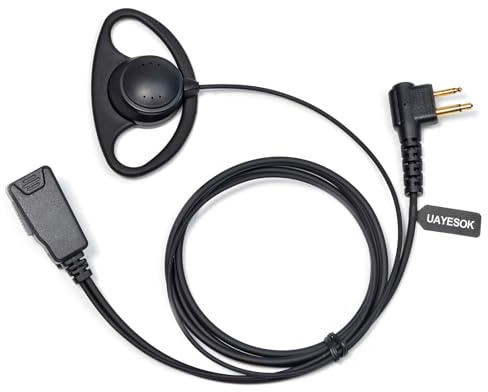 UAYESOK Écouteur radio 2 broches en forme de D pour talkie-walkie Motorola CP040 DP1400 GP88 GP300 XT420 XT460 Hytera PD405 PD505 BD505 Casque radio avec microphone PTT (1 pièce)