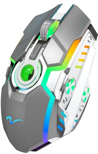 Zienstar-Ratones para Juegos Inalámbricos Recargables con Receptor USB y Bola de Cristal Descomprimible-Gris