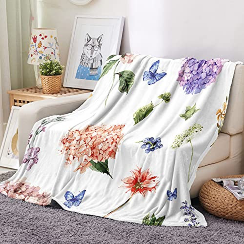 EHOMERY Mantas Infantiles Verano Cobija De Verano Infantil Manta Viaje Cobija Cama Matrimonial Flores Paisaje Mantas De Siesta Mantas Decorativas Suaves Y Cómodas Blanco 100x70cm