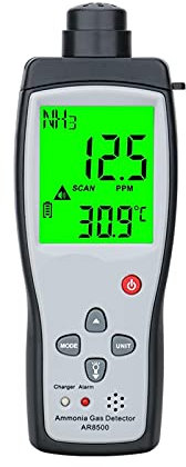 Detector de gas, detector de fugas de gas, Original AR8500 Gas de amoníaco de mano NH3 Detector Meter Tester Monitor Rango 0-10 0ppm Alarma de luz de sonido LI-batería para el hogar y la autocaravana
