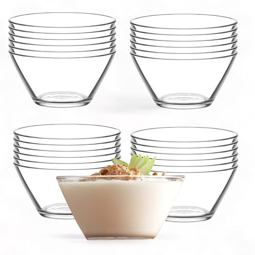 vienberg 24tlg. Glasschalen-Set | stapelbar, platzsparend | 24 Stück je 215 ml aus hochwertigem Glas Servierschalen | Dessertschalen Glasschüssel Vorspeise Glas Gläser