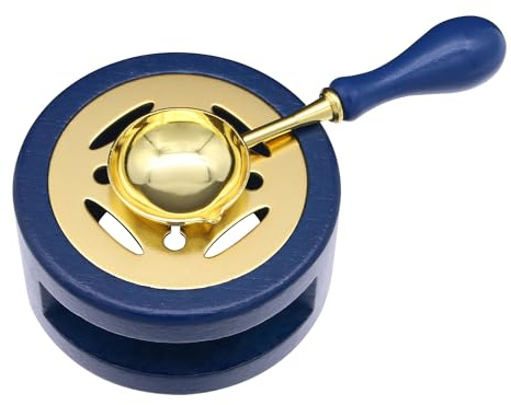 Uxney Wachssiegelwärmer, Siegelwachs set Wachssiegelset mit Wachssiegellöffel zum Schmelzen von Wachssiegelperlen oder Siegelwachsstiften(Navy blau)