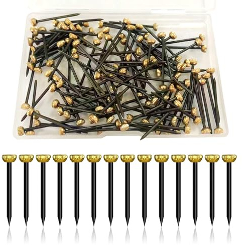Picture Pins Nails, 100pcs Picture Hanging Nails for Wall Pins Brass Head Frame Nail Hook Pin for Hanging Pictures Photo Frame