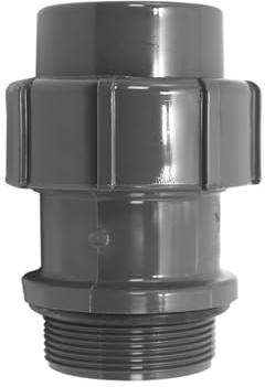 HAF PVC Flexfit Übergangsverschraubung mit 50mm x 2 | Klemmkupplung x Außengewinde | Klemmverbinder aus grauem PVC | PN4 für Verbindung von Flexschlauch, Poolverrohrung, Druckleitung, Rohrleitung