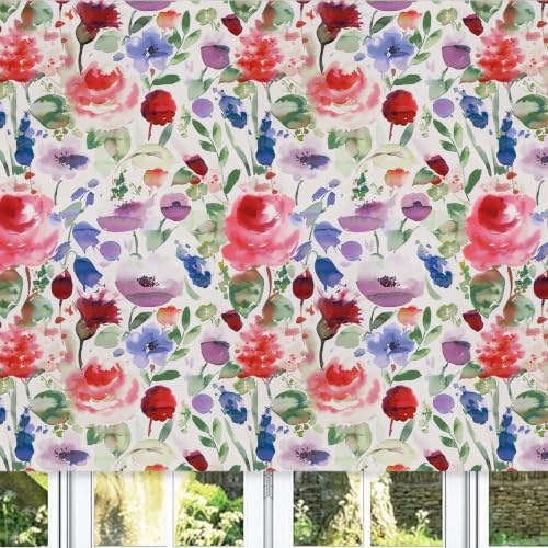 Lister Cartwright Floral Summer Patterned Roller Blinds (120 x 160 cm) | Blackout Blinds for Windows | Bedroom, Bathroom, Kitchen & Door Window Blinds | Easy Fit Child Safety Roller Blinds