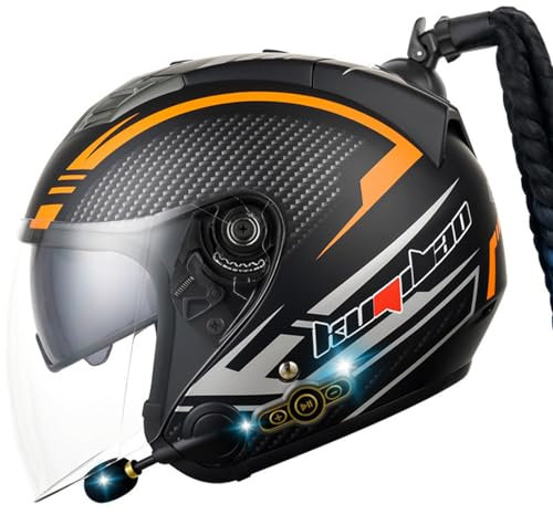 Casque De Moto- Casque Jet,Open Face Motorcycle Helmet for Adults Casque De Moto ECE 22.06 Certifié Casque Semi-Ouvert Casque Jet Casque Moto Et Scooter Femme Adulte Anti Scratch Visiere