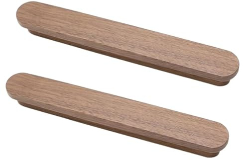 HDJNal Schrankknäufe aus Walnussholz, klassische Schubladengriffe aus natürlichem Holz, dekorative antike Griffe für Möbel, Küche, Kommode, Kleiderschrank, Tür, Büro, 2 Stück (CC: 160 mm)