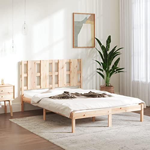 Gecheer Doppelbett Seniorenbett Holz Bettgestelle Massivholzbett Polsterbett Holzbetten Bettrahmen für Kinderzimmer Gästezimmer Schlafzimmerbett Schlafzimmermöbel 140 x 190 cm (B x L)