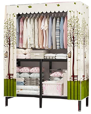 LAMEDOAT Kleiderschrank Tragbare Kleiderschrankregale, Stoffgarderobe, Faltbarer Schrank mit Kleiderstange, Canvas-Garderobe für Kleidung, Taschen, Schuhe,B-125x45x167cm