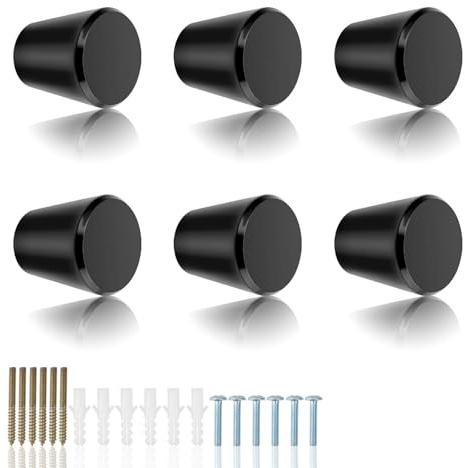 LWLWA Möbelknopf 6 Stück, Schrankknöpfe Schwarz mini, Möbelknauf Aluminiumlegierung, mit Expansionsrohrschrauben, für Schränke Garderoben Schminktische