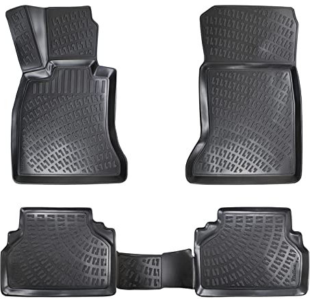 Rizline Passgenau 3D Fussmatten Kompatibel mit BMW 7er F01 2008-2015 Passgenau Gummimatten Auto Zubehör 1. und 2. Reihe TPE Allwetter Geruchlos rutschfest Vorne & Hinten