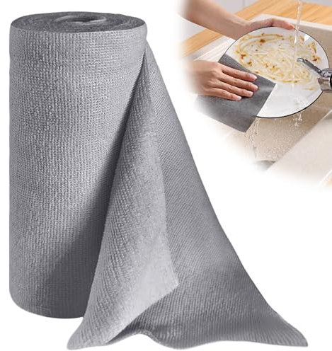 Lot de 50 rouleaux de chiffons de nettoyage jetables en microfibre 30 x 30 cm - Non pelucheux - Lingettes de nettoyage amovibles - Pour voiture, cuisine et maison