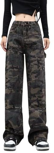 KBOPLEMQ Cargohose Damen Jogginghose Stretch High Waist Hosen mit Taschen Y2k Jogger Track Pants Camouflage Trainingshose Arbeitshose Freizeithose Jogginghose Sporthose Armee Militär Wanderhose