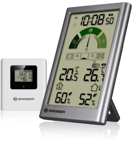 Bresser VentAir V Thermometer Hygrometer innen digital 1 Sensor | Temperatur und Luftfeuchtigkeitsmesser, Schimmelalarm, Lüftungsempfehlung, Komfortanzeige, Min Max Speicher, 80 m