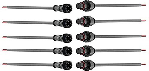 HUAZIZ 5 paia Connettore Fili Elettrici Impermeabile, Maschio Femmina LED Connettore, Connettori Impermeabili con Cavo di Prolunga 17AWG 20CM per Luci di Striscia a LED (3 Pin)