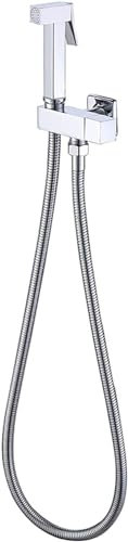 Pulvérisateur de Bidet portatif, kit de Douche de Toilette français Complet, pulvérisateur de Bidet Portable, Douche de Toilette intégrée (Chrome)