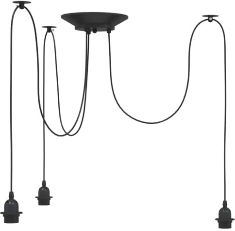 vidaXL Pendelleuchte mit 3 Fassungen E27 Schwarz Metall
