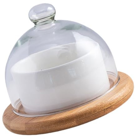 Set di ciotole per insalata con coperchio in vetro, set di stoviglie in ceramica, vassoio in legno incluso, ideale per spuntini e servizio, design elegante e funzionale per la sala da pranzo in casa.