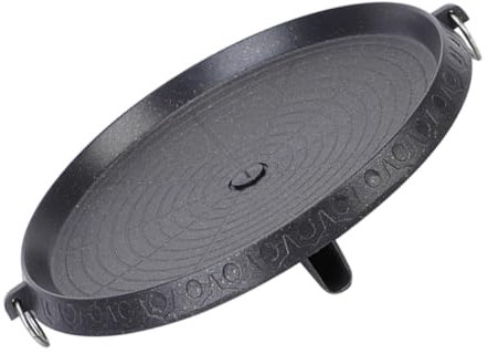 COLLBATH Non-Stick Iron Grill Pan BBQ Dish Heat Evenly Black Grilling Pan for Yard Barbecue