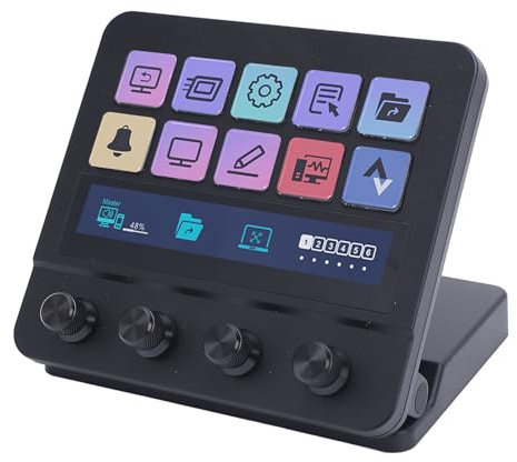 Plyisty Stream Controller Studio, Studio Control Deck with 10 Macro Keys and Dashboard Customizable LCD Buttons, for OBS Twitch YouTube, for Mac PC