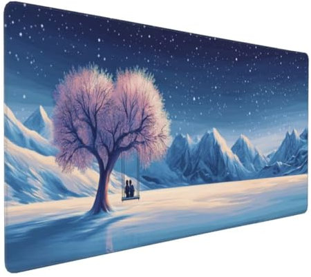 Tapis de Souris Rose Arbre Tapis de Souris XXL 1400x600x3mm, Imperméable Tapis de Souris Gamer XXL Tapis Souris Mouse Pad, Base Atidérapante, Haute Précision et Vitesse pour Gamer, Deco Bureau