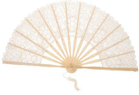 Cabilock Handmade Bamboo Fan Lace Folding Fan Handheld for Dance Photography Prop