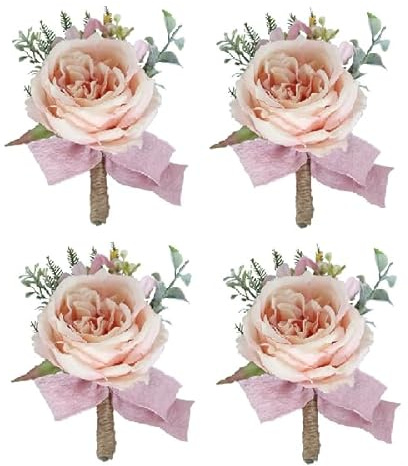 Hochzeits-Boutonniere Rosen-Boutonniere, handgefertigte Ansteckblume mit Anstecknadel und Clip, künstliche Hochzeitsblumen-Accessoires für Männer, Bräutigam, Braut, Anzug, Kleid, Bankett, Party-Dekor