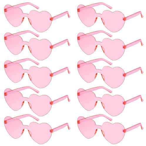 10PCS Herz Sonnenbrille Partybrille Hippie Brille Herzform für Erwachsene | Magische Farben Lustige Partybrillen für Foto Requisiten Party Brille Herz