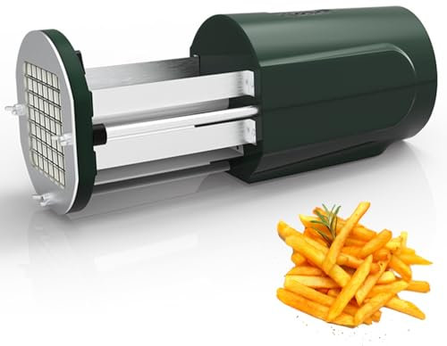 Cortador eléctrico de Patatas Fritas, Cortador Comercial Profesional de Patatas Fritas de Acero Inoxidable con Cuchilla de 1/2 y 3/8 Pulgadas, Cortador de Verduras