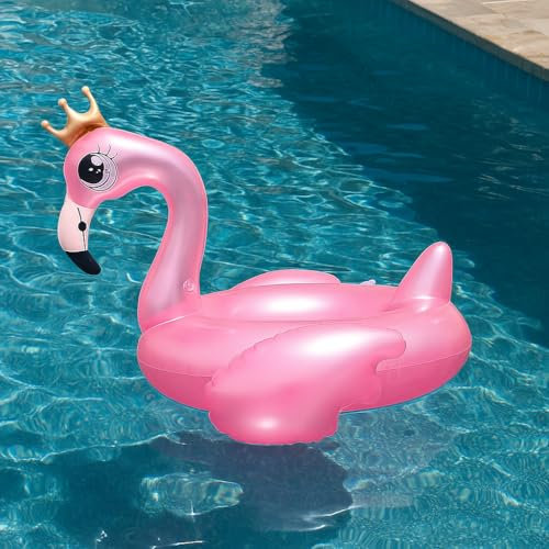 Gonfiabile Flamingo Rosa con Corona 130x90cm – Fenicottero Galleggiante per Piscina o Mare – Divertente e Instagrammabile – Estate Bambini e Adulti - Varzi dal 1956