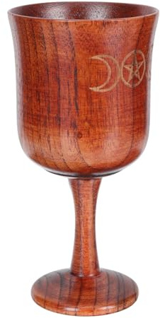 iplusmile Copa Sagrada Religiosa Santa De Madera Natural Símbolo De Tres Fases y Pentagrama Para Ceremonias y Prácticas Espirituales, Adorno Retro Para Altar y Yoga