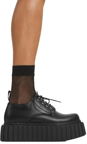 LAMODA Freaky Creepy Chunky Creepers - Black PU Platform Gothic Punk Shoes for Women, Retro Alternative Style Creepers with Thick Sole & Bold Statement Look