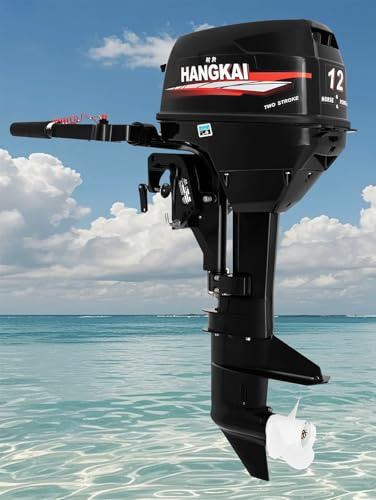 2-Stroke 12HP Outboard Motor, 169CC Heavy Duty Fishing Boat Engine Marine Engine, Short Shaft Boat Motor with Water Cooling & CDI Ignition System, 4500-5500RPM