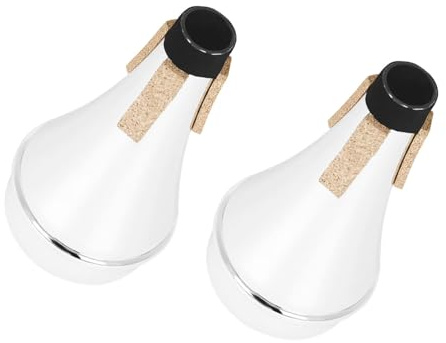 UPKOCH 2pcs Trumpet Practice Mute Lightweight Plastic Sound Dampener for Silent Home and Indoor Training Noise Reduction Accessory for Students and Professionals Portable Silver Design