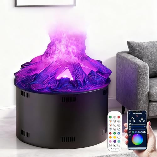 Chimenea Vapor Agua 3D Con Aplicación Y Control Remoto, Humidificador Empotrado Con 9 Colores Ajustables | Entrada Y Salida Agua Automáticas Y Manuales, Con Simulación De Carbón 60cm/23.6in