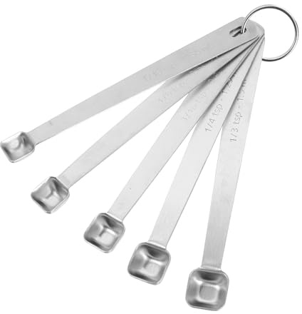 BESPORTBLE Juego de 5 Cucharas Medidoras de Acero Inoxidable Mini Cucharitas para Condimentos y Repostería Utensilios de Cocina Precisos para Sal Harina y Especias