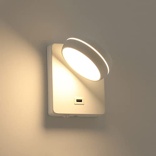 LYGXWJFC Lampade da Parete Applique Lampada da Lettura a LED per Montaggio a Parete Lampada da testiera Regolabile, Sconce cablata con Uscita USB, Luci da Parete per Interni per Sala Studio sul