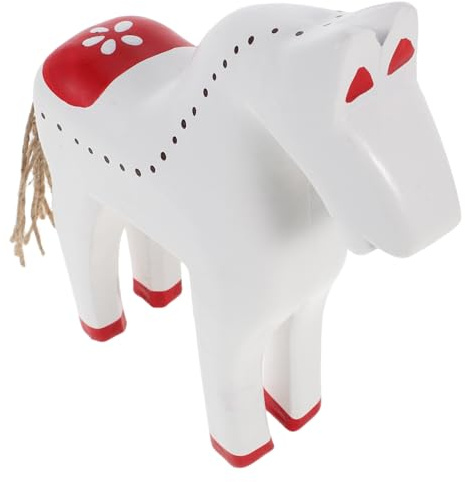 Cabilock Figurine Cheval en Bois Sculpté Blanc, Décoration Bureau Feng Shui, Statuette Miniature Zodiaque Chinois, Ornement Nouvel an Chinois 2026, Sculpture Cheval Antique pour Intérieur