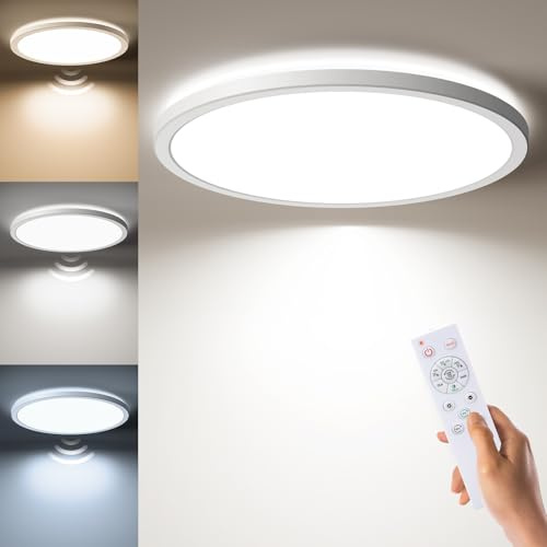 BLNAN LED Deckenleuchte mit Bewegungsmelder Radar, 24W Deckenlampe mit Fernbedienung, Warm Neutral Kalt Weiß Bewegungssensor Lampe für Bad, Flur, Küche, Treppe, Balkon, Keller, Rund 30cm