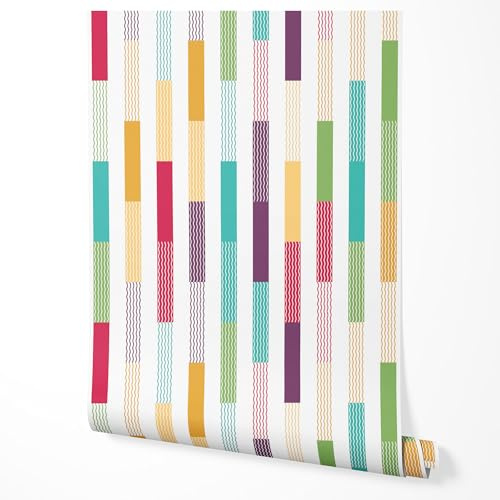 GP TONER Vliestapete Bunte Streifen Modernes Design Tapete Wohnzimmer Schlafzimmer Küche Flur Verspielte Wanddeko UV-beständige Tapete 10m x 0,5m