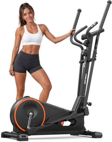 YOSUDA Compact elliptical trainer for home, only 2 m², stride length 15 inches, foldable and 16 levels of magnetic resistance