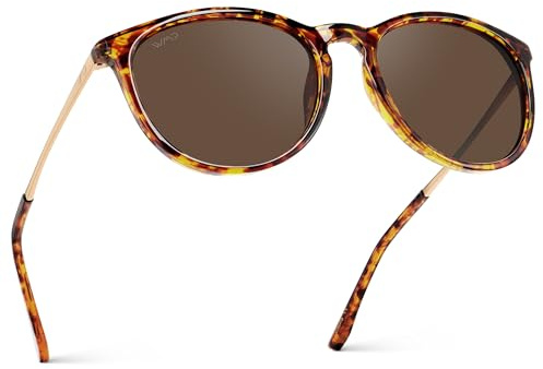WearMe Pro Round Polarized Sunglasses for Women - UV400 Protection, Lightweight Tortoise Shell Frame, Vintage Retro Designer Style (Tortoise Frame/Brown Lens)
