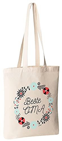 FremiBag Best Mormor tygpåse – present till mormor och mamma – jutepåse tryckt med långt handtag som present till mormor, tygväska av bomull med tryck bästa mormor, natur, Einheitsgröße
