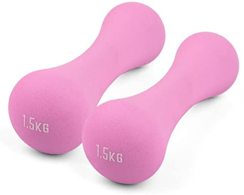 Phoenix Fitness Coppia di pesi per mani e braccia in neoprene per esercizi, aerobica, allenamento e allenamento, ideali per casa, palestra e studio, venduti in coppia, rosa, 1,5 kg